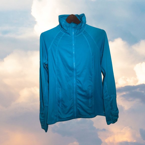 Exertek Long Sleeve Mock-Neck Full-Zip Pullover Blue - Picture 1 of 8